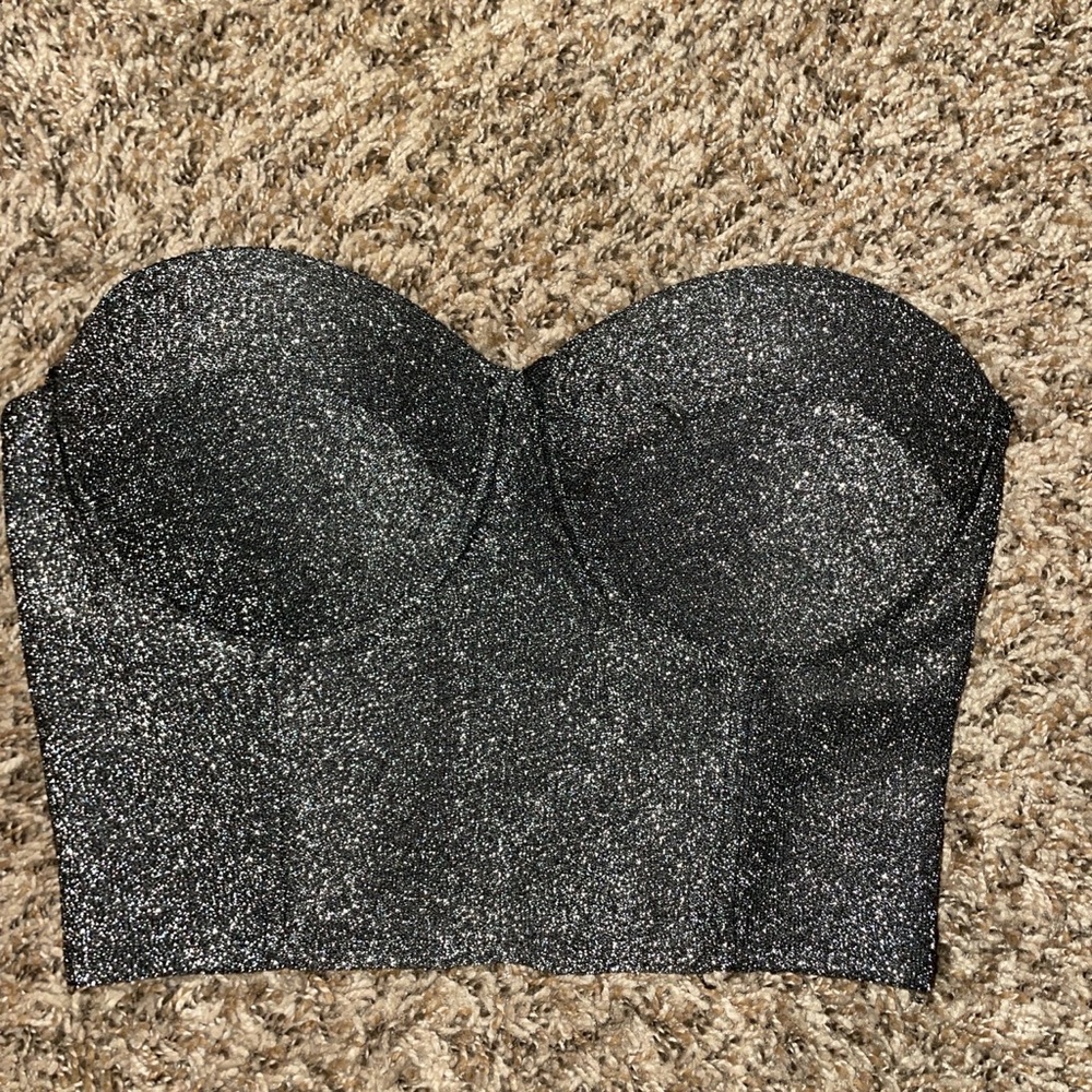 Super cute sparkle black tube top